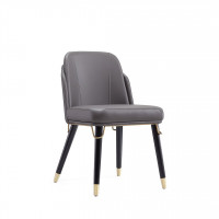 Manhattan Comfort DC042-PE Estelle Pebble and Black Faux Leather Dining Chair